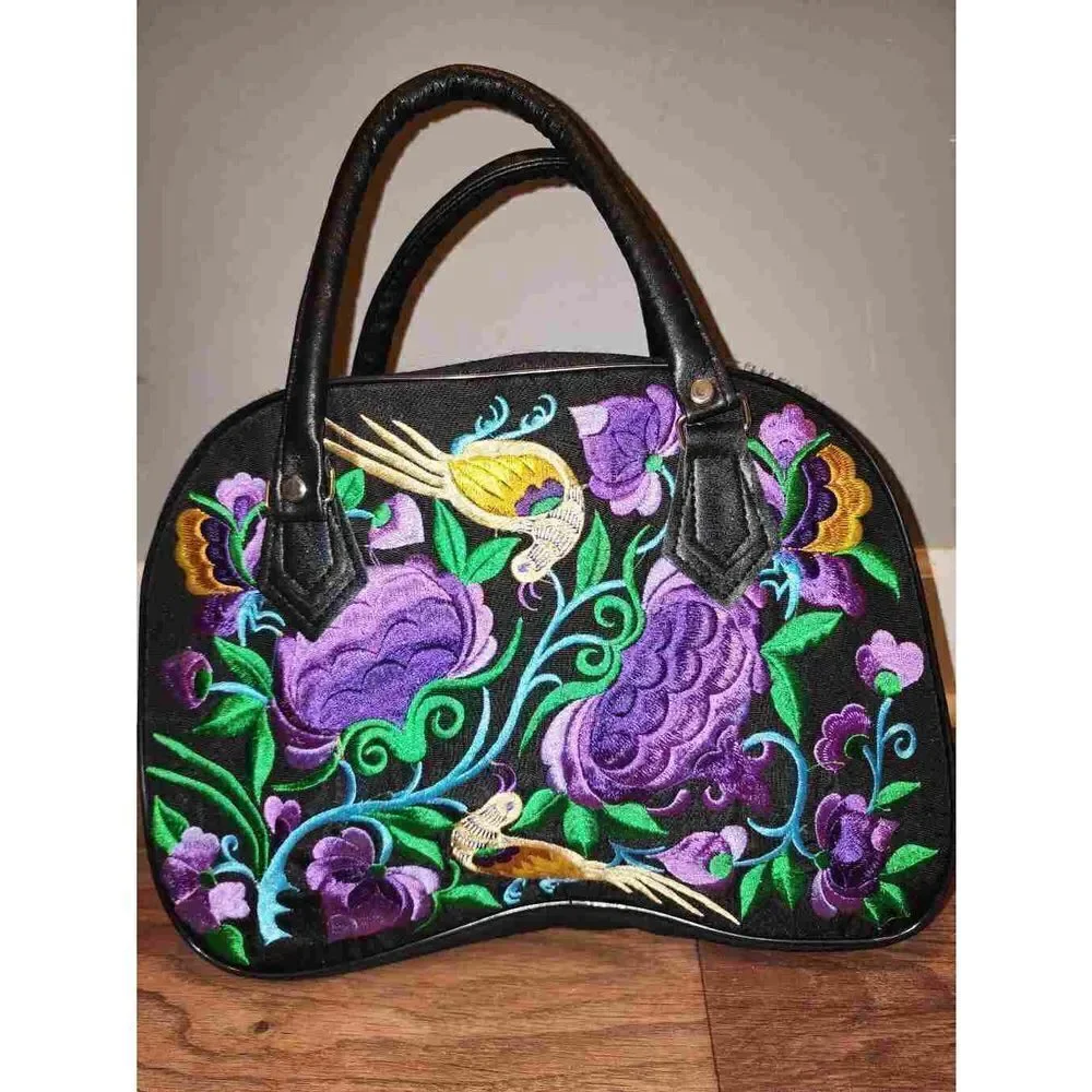 Canvas Embroidered satchel